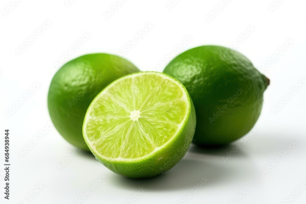 Green lime with cut in half and slices
Green lime with cut in half and slices