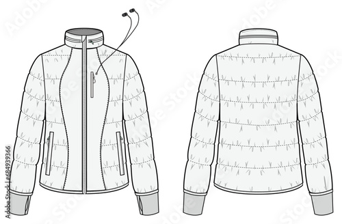 Women;s 
Women's jacket ,coat ,Fashion Flat Sketch Vector Illustration, CAD, Technical Drawing, Flat Drawing, Template, Mockup.
