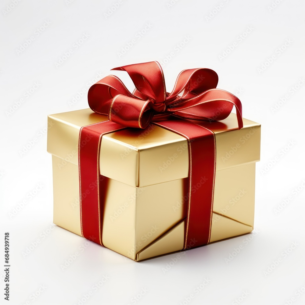 golden gift box with red ribbon golden gift box with red ribbon