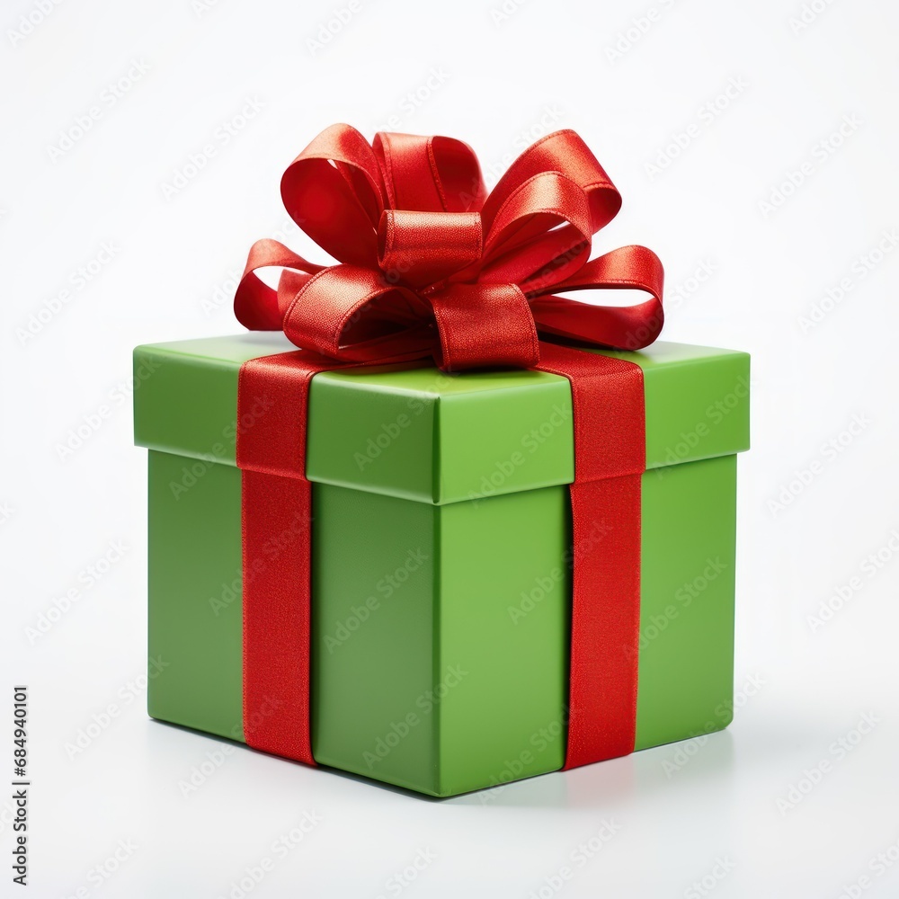 green gift box with red ribbon green gift box with red ribbon