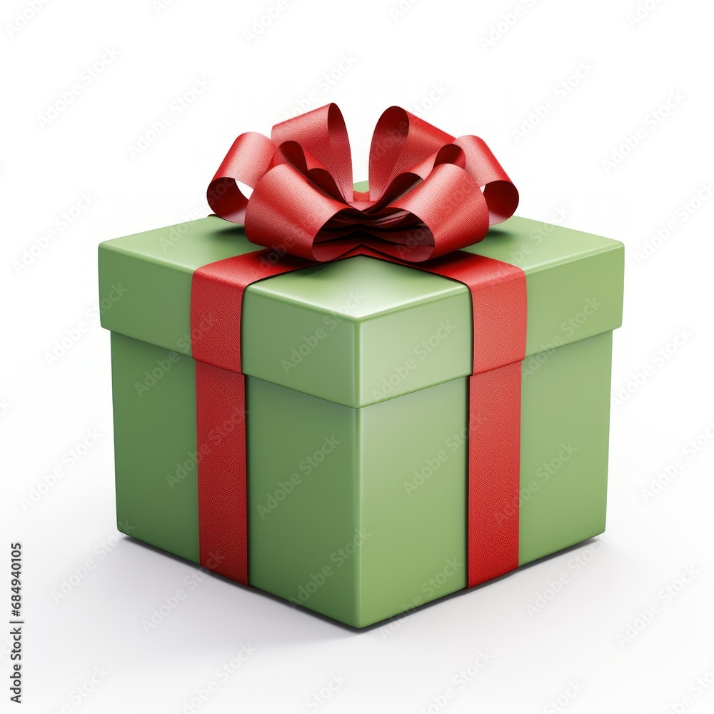 green gift box with red ribbon green gift box with red ribbon