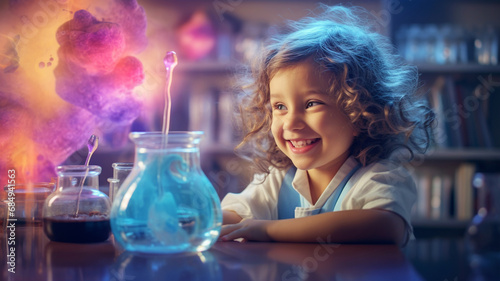 Young girl as a laboratory scientist photo