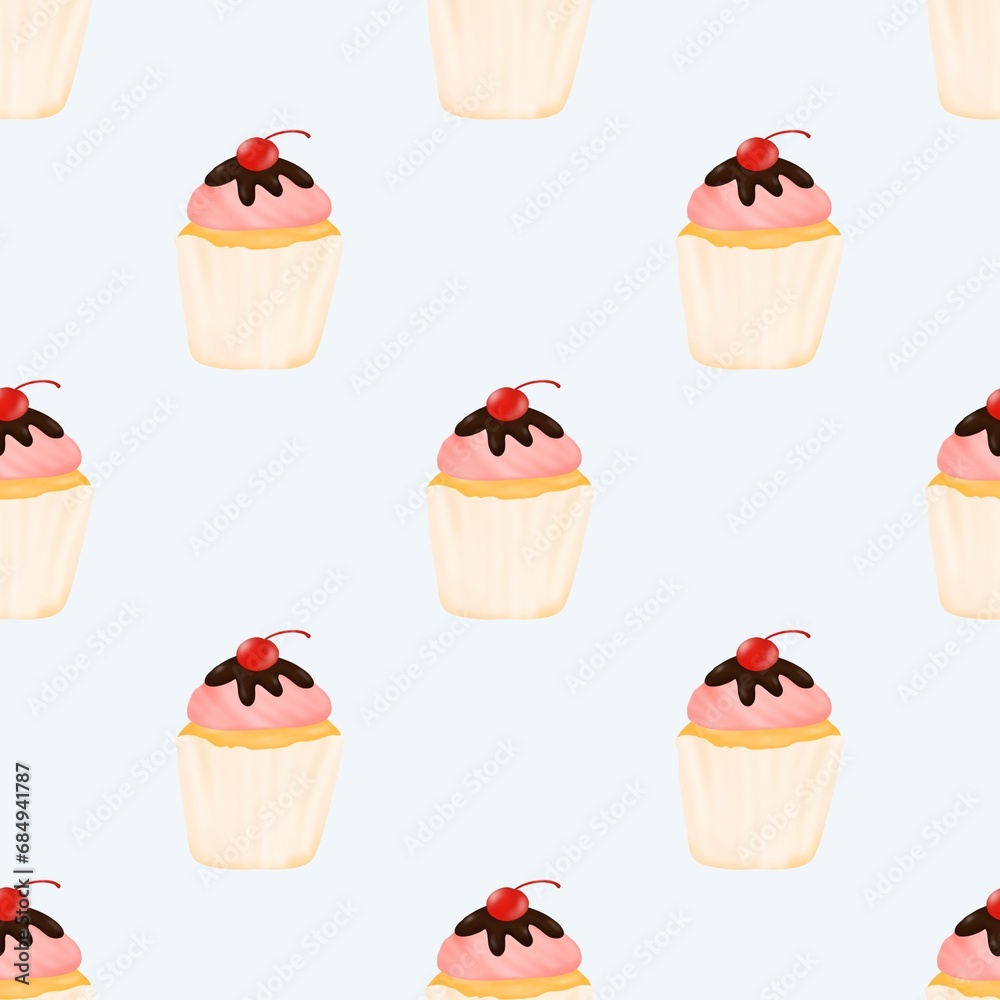 Delicious cakes, pastel colors, seamless background. Delicious cakes, pastel colors, seamless background.