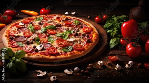 crust background pizza food vibrant illustration toppings mozzarella, sauce dough, oven slice crust background pizza food vibrant photo