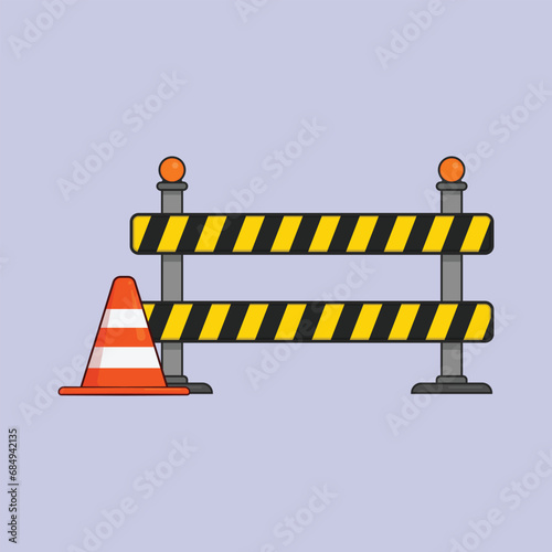 Flat Construction Barrier Vector Illustration yellow barrier blockage