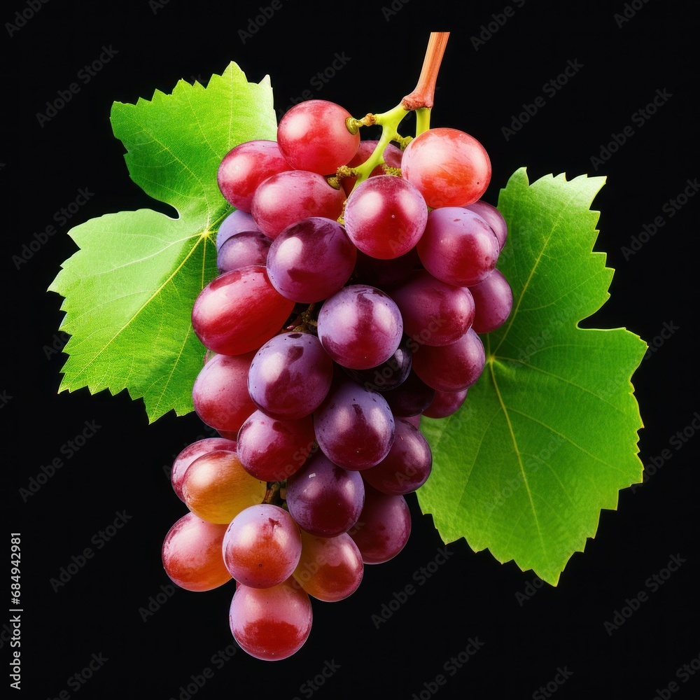 Fototapeta premium fresh grape cluster with leaves