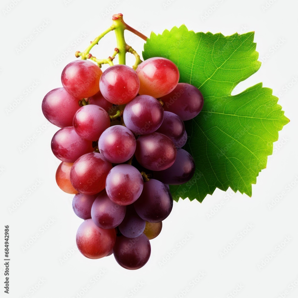 Fototapeta premium fresh grape cluster with leaves