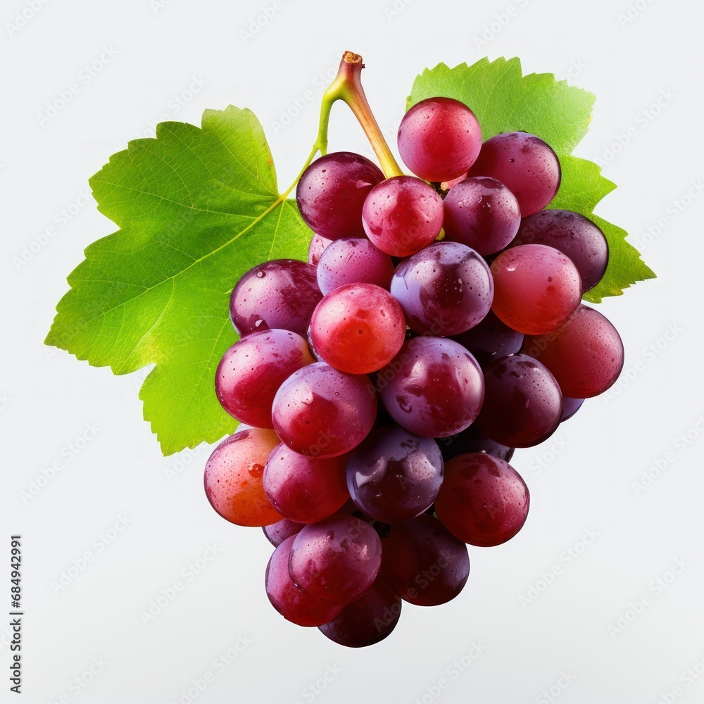 Fototapeta premium fresh grape cluster with leaves