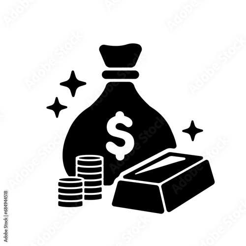Money bag and gold vector icon illustration ( US dollar )