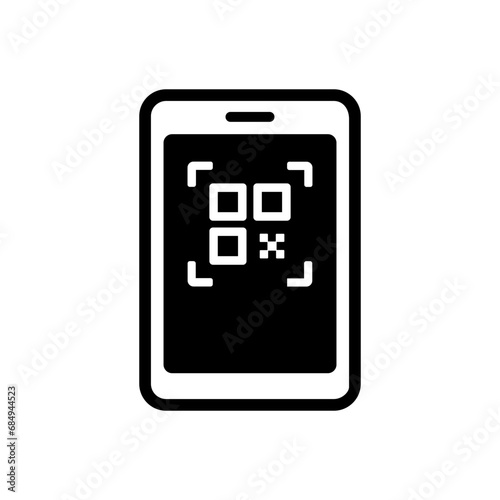 Vector icon illustration of scanning QR code with smartphone