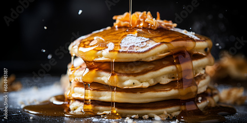 Pancake Stack with Melting Butter and Syrup Sensational Syrup Serenade on Pancake Peaks 