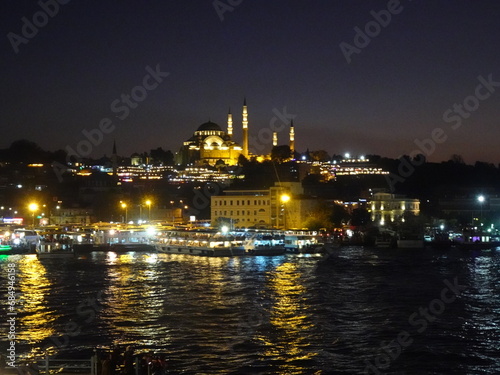 夜のスレイマニエ モスク イスタンブール・トルコ Süleymaniye Camii, Istanbul, Turkey