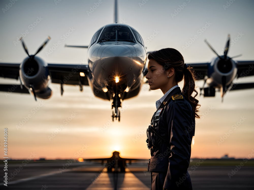 Fototapeta premium A silhouette of a pilot