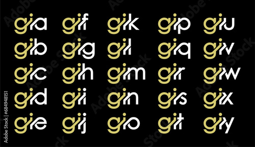 GIA, GIB, GIC, GID, GIE, GIF, GIG, GIH, GII, GIJ, GIK, GIL, GIM, GIN, GIO, GIP, GIQ, GIR, GIS, GIT, GIU, GIV, GIW, GIX, GIY Letter Initial Logo Design Template Vector Illustration
