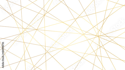 Random chaotic golden lines. Abstract geometric pattern. Outline monochrome texture.