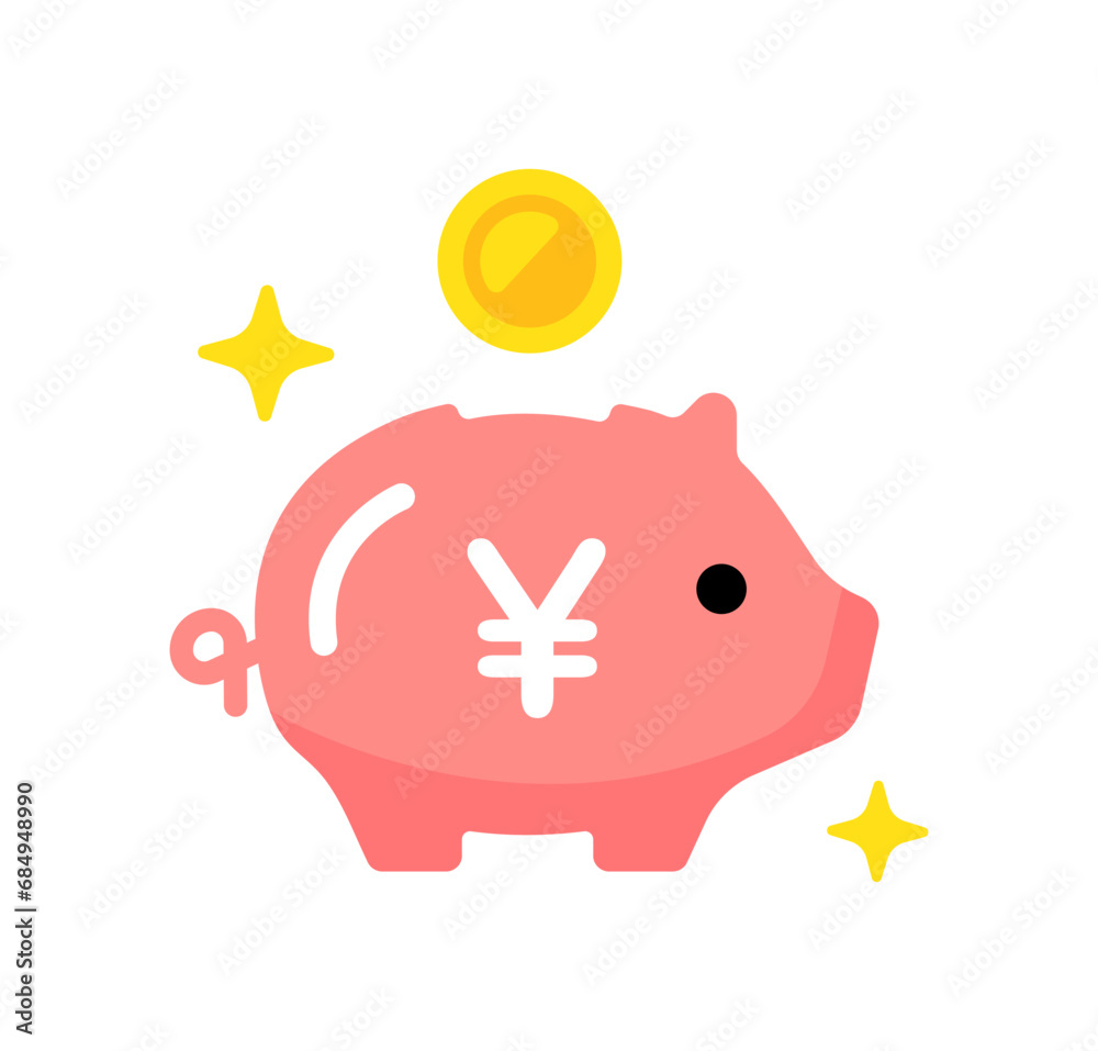 Obraz premium 株式投資・資産運用ベクターアイコンイラスト / 貯金・貯蓄・積み立て投資・貯金箱