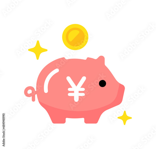 株式投資・資産運用ベクターアイコンイラスト / 貯金・貯蓄・積み立て投資・貯金箱