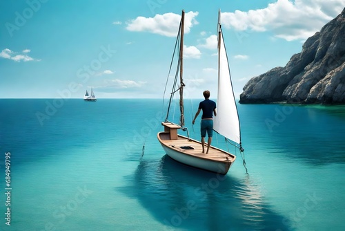 a person sailing a boat and enjoying the sea-