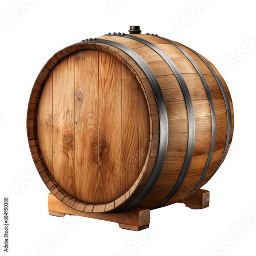Antique oak wooden barrel set for winery and distillery  isolated on white transparent background  PNG