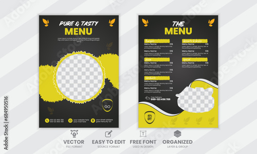 simple and minimal menu card design..