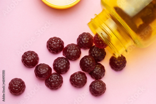 Fotografie Vitamins for children,  gummy fruits candy