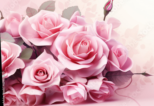 Closeup of pink roses  Valentine s Day background concept