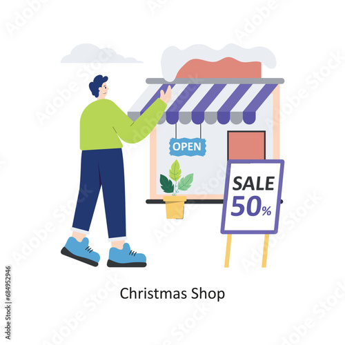 Christmas Shop vector Flat Design illustration. Symbol on White background EPS 10 File © Optima GFX