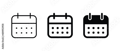 Calendar icon set vector, outline icon for web and mobile apps icon