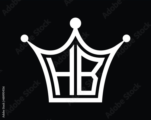 Crown shape HB letter logo design vector art