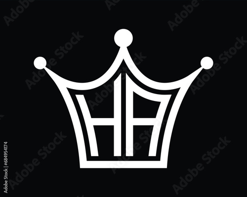 Crown shape HA letter logo design vector art