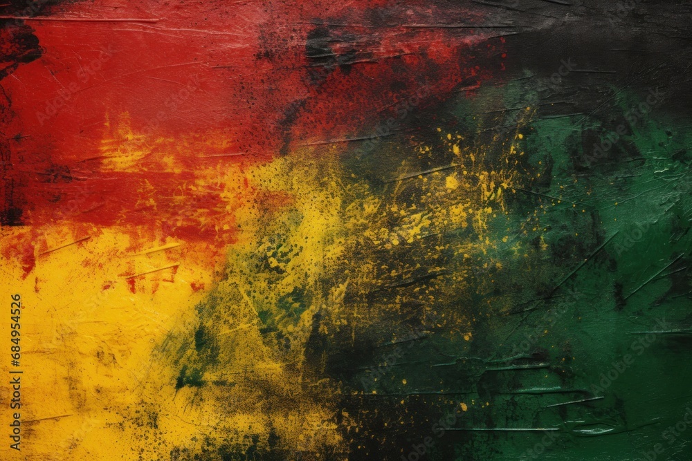 Celebrate Black History Month Grunge Texture Canvas in Red, Yellow, Green