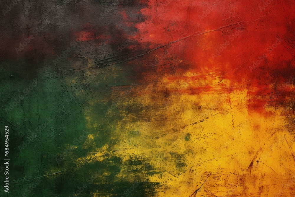 Celebrate Black History Month Grunge Texture Canvas in Red, Yellow, Green - obrazy, fototapety, plakaty 