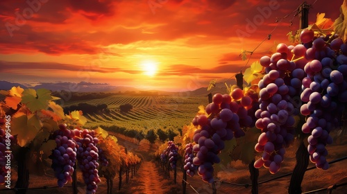 vine grape wine drink vineyard sunset harvest illustration red summer, nature fruit, suntaste beverage vine grape wine drink vineyard sunset harvest