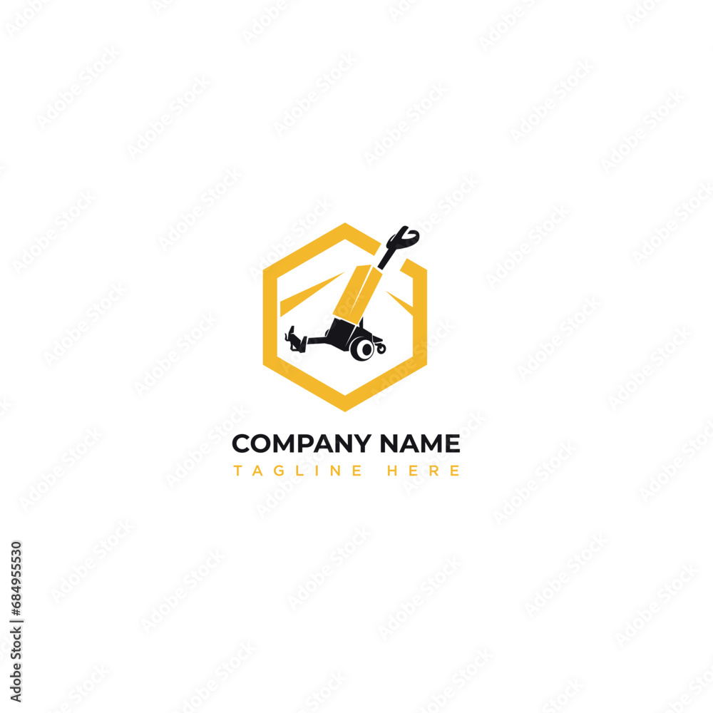 Naklejka premium electric tugger vector logo perfect for kitchen design and fabrication company that professional, high end, and trendy 