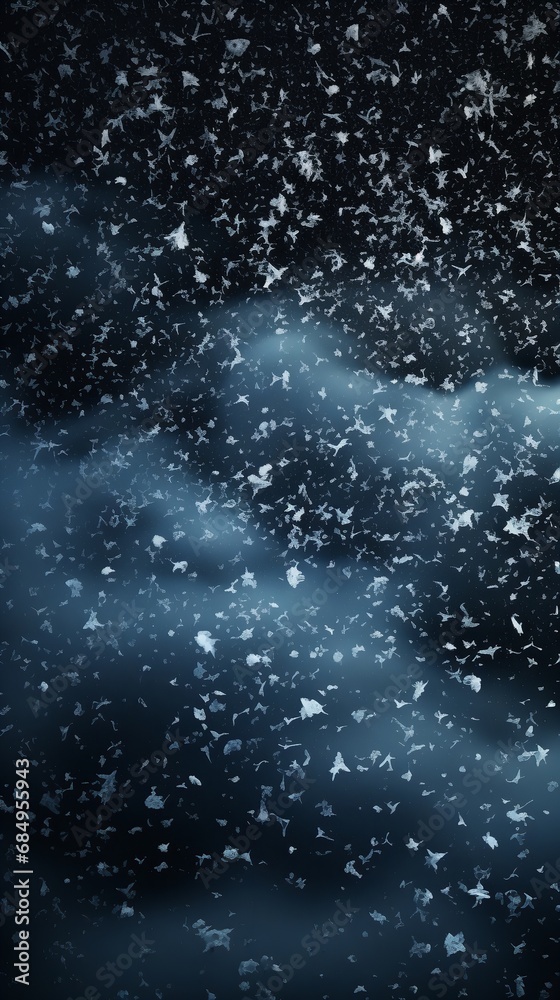 Snow on a dark backdrop. Generative Ai.