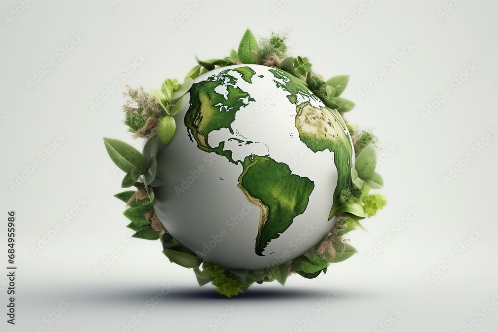 Green Earth Globe, Earth Day, Earth With Leafs Green Earth Globe, Earth Day, Earth With Leafs