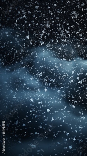 Snow on a dark backdrop. Generative Ai.