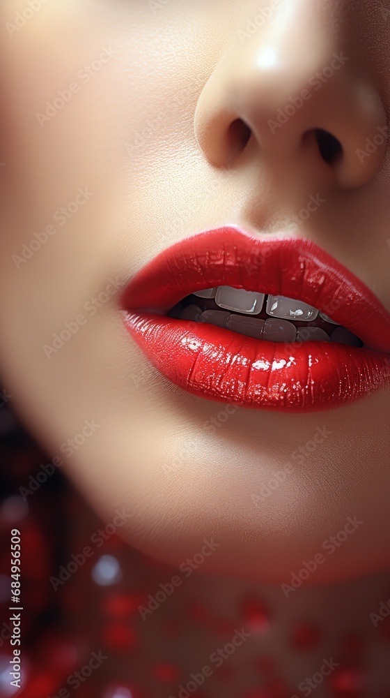 Obraz premium Lip makeup that lasts. Generative Ai.
