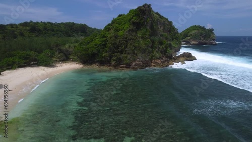 Aerial View from Batu Bengkung Beach located in Malang, East Java, Indonesia photo