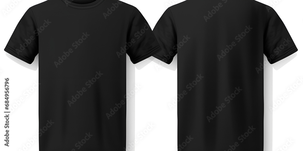 Realistic black tshirt mockup template with front and back design ...