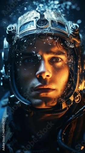 Astronaut or cosmonaut portrait. Generative Ai.
