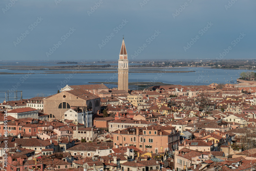 Italy, Venice, aerial view on the city