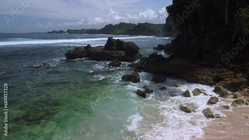 Aerial View from Batu Bengkung Beach located in Malang, East Java, Indonesia photo