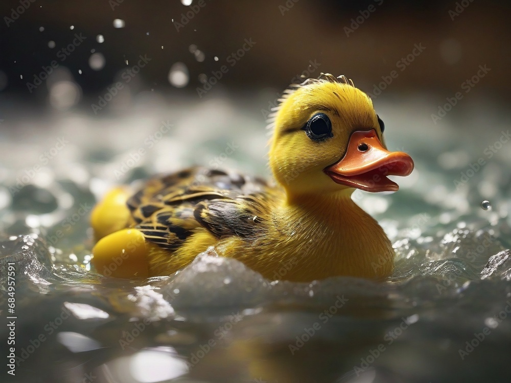 yellow rubber ducky floating in a bathtub filled with bubbly water ...