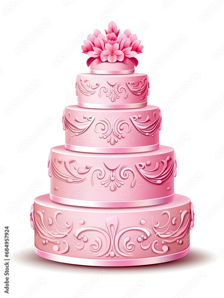 Teir cake is decorated with icing on a white background. Teir cake is decorated with icing on a white background.
