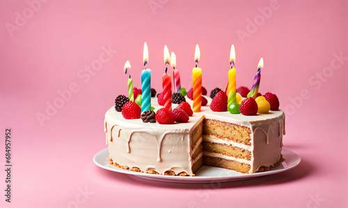 Birthday joy  Celebratory cake with candles