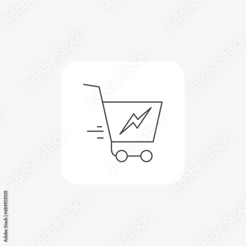 Shopping cart ,SmartCart, FastCheckout, InstantPurchase, thin line icon, grey outline icon, pixel perfect icon photo