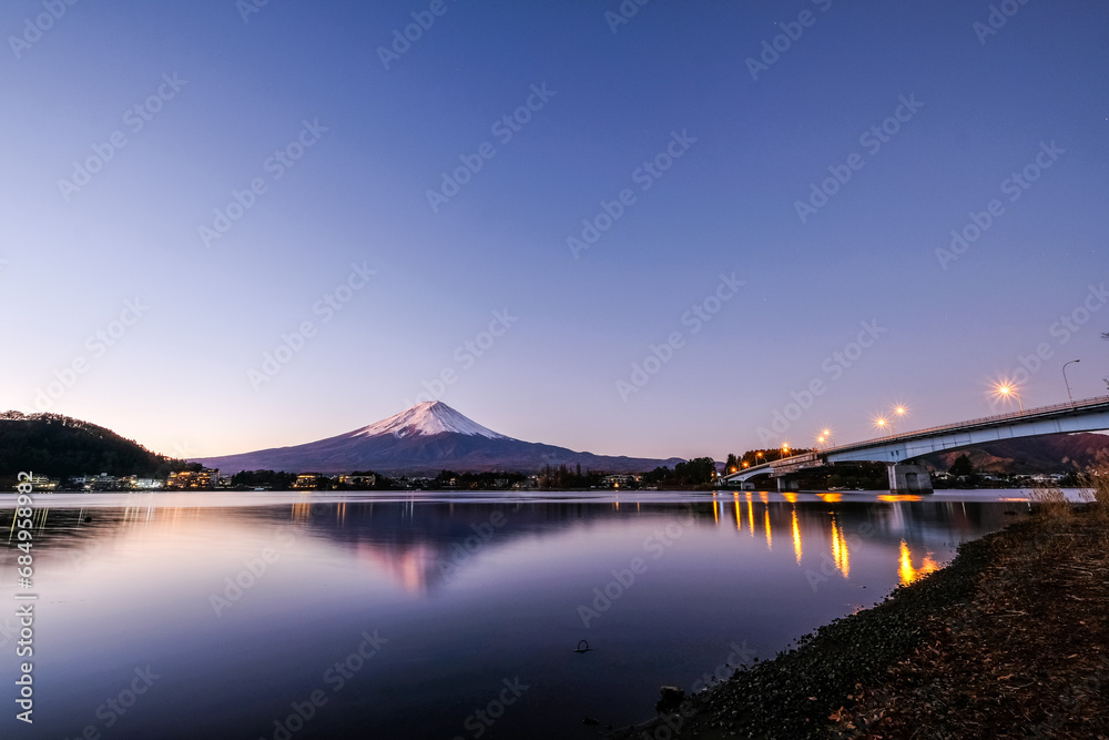 富士山　河口湖　早朝