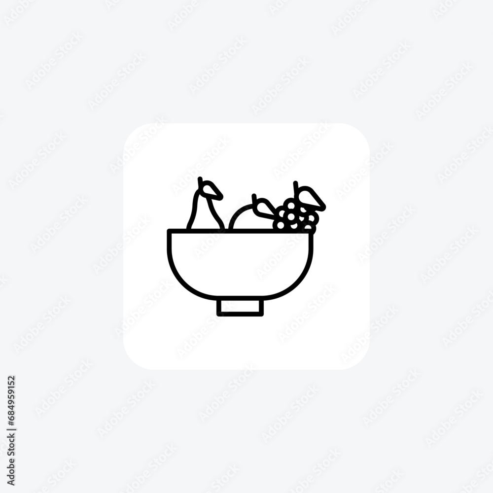 FruitBowlIcon, FreshHarvestEmblem, isolated on white background vector illustration Pixel perfect FruitBowlIcon, FreshHarvestEmblem, isolated on white background vector illustration Pixel perfect