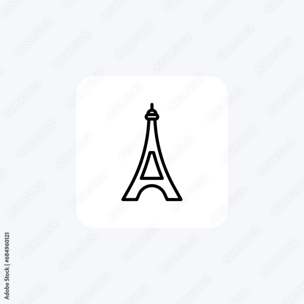 Eiffel Tower Icon,Paris, Landmark, Architecture, France, isolated on white background vector illustration Pixel perfect